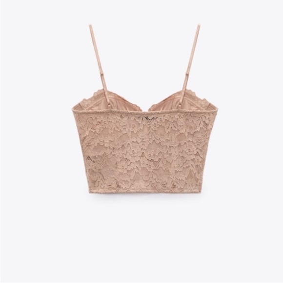 NWT Zara Lace Corset Bustier Crop Top - Picture 3 of 11
